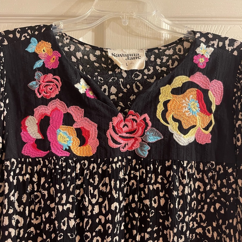 Savanna Jane Black and Multicolor Embroidered Blouse - Picture 2 of 4
